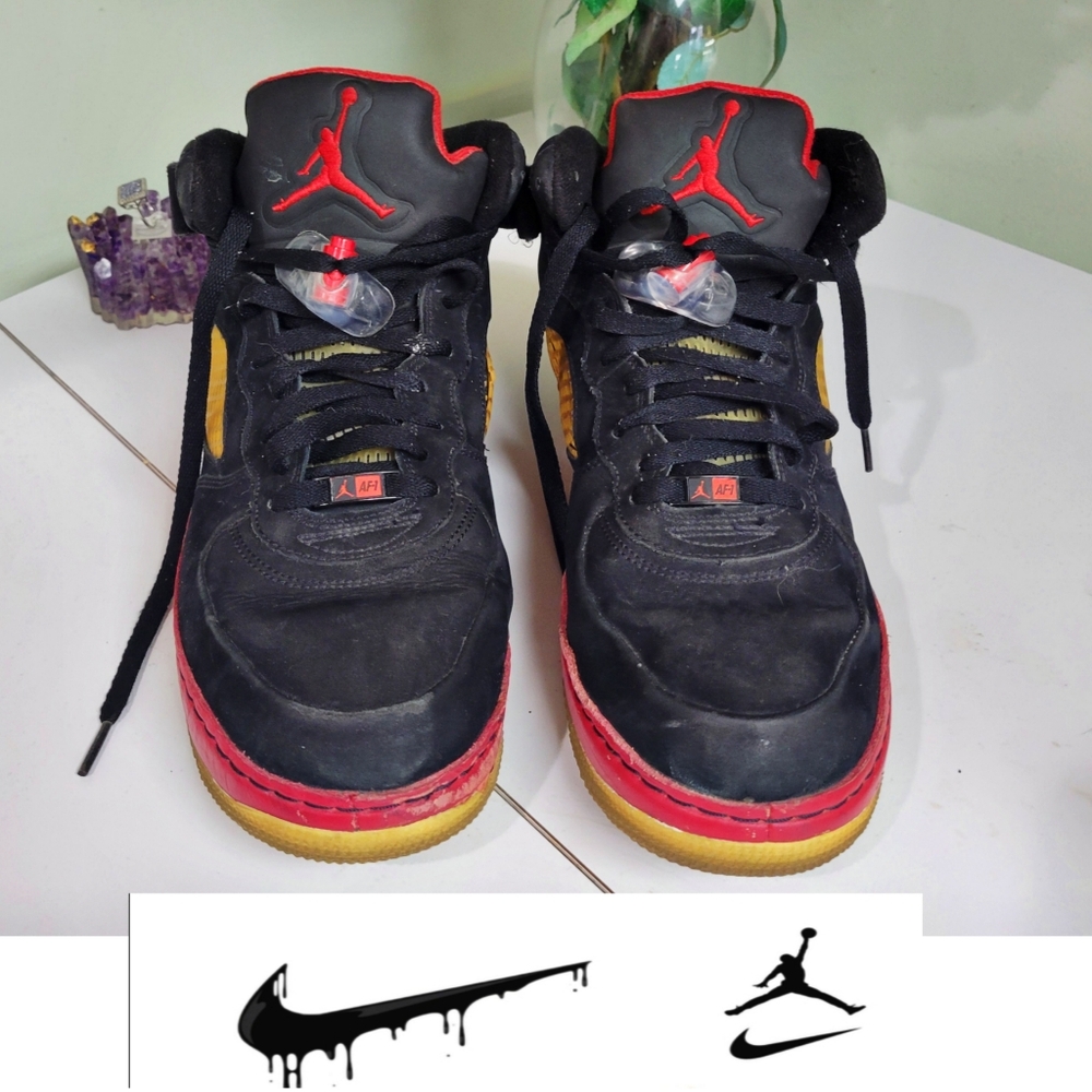 Nike Air Jordan Fusion 5 High Top Mens Size 11.5 45.5 Black Red Shoes 318608-062 - Picture 3 of 13